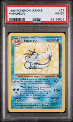 1999 POKEMON JUNGLE #28 VAPOREON PSA 4 - Image 1