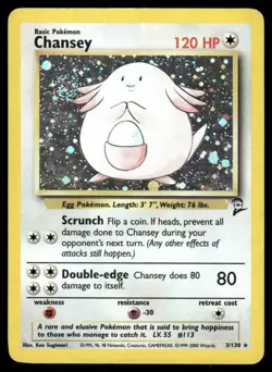 Pokemon Cards Chansey 3/130 Holo Base Set 2 Holo Rare MP - Image 1