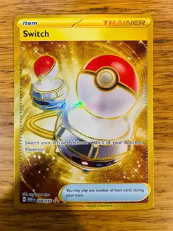 NEAR MINT! Switch Trainer (206/165) S&V 151 Gold Hyper Rare Pokemon Card! - Image 1