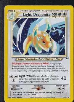 Pokemon TCG Light Dragonite Neo Destiny Holo Card 14/105 - Image 1