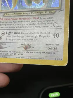 Pokemon TCG Light Dragonite Neo Destiny Holo Card 14/105 - Image 5