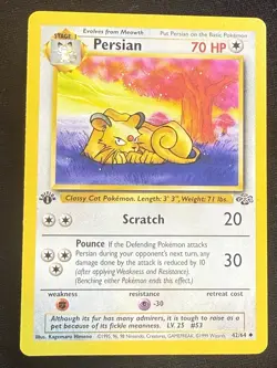 Persian 42/64 - 1st Edition Jungle Uncommon Pokemon Card TCG x Kagemaru Himeno - Image 2