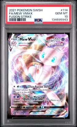 2021 POKEMON SWORD & SHIELD FUSION STRIKE #114 FULL ART/MEW VMAX PSA 10 - Image 1