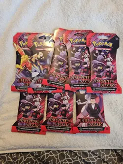 Pokemon Destined Rivals factory sealed sleeved booster pack 8 Packs - Image 1