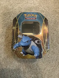 Pokemon Blastoise Tin Blue Metal Card Storage Box for Pokemon TCG - Image 1