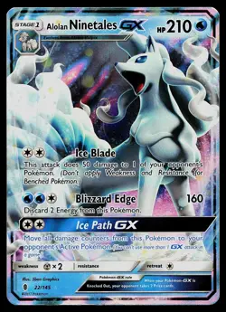 Pokemon Card - Alolan Ninetales GX Guardians Rising 22/145 Holo Ultra Rare 2017 - Image 1