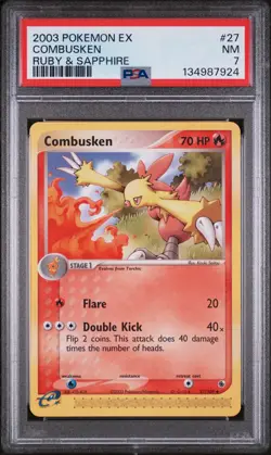 2003 POKEMON EX RUBY & SAPPHIRE #27 COMBUSKEN PSA 7 - Image 1