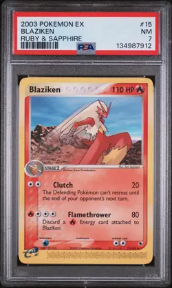 2003 POKEMON EX RUBY & SAPPHIRE #15 BLAZIKEN PSA 7 - Image 1