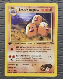 1st Edition Brock’s Dugtrio 22/132 Non-Holo Rare Gym Challenge Pokemon Card - Image 1