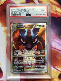Pokemon TCG Lucario VSTAR SWSH291 Crown Zenith Black Star Promo Card PSA 9 Mint - Image 1