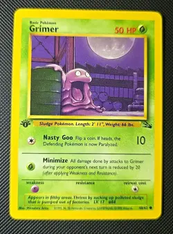 Pokemon TCG Grimer Fossil, 1st Edition Common Card 48/62 - Image 1