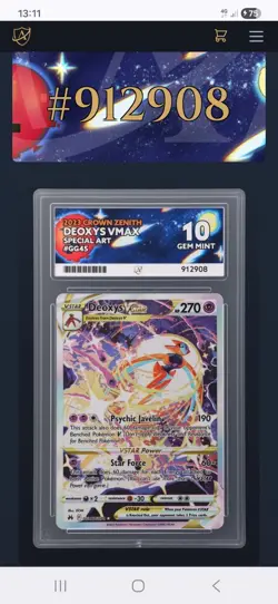 ACE 10 ERROR SLAB! Pokemon TCG Card Deoxys VSTAR GG46/GG70 Crown Zenith - Image 3