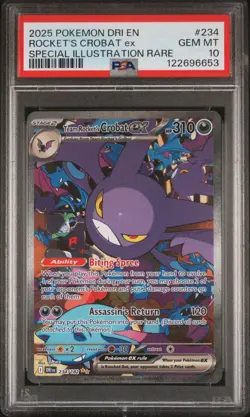 2025 POKEMON DRI SPECIAL ILLUSTRATION RARE #234 TEAM ROCKET'S CROBAT EX PSA 10 - Image 1
