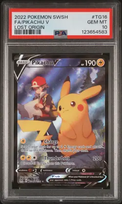 2022 Pokemon Sword & Shield Lost Origin #TG16 Fa/Pikachu V Lost Origin PSA 10 - Image 1