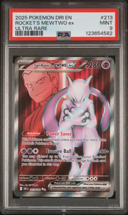 2025 Pokemon Dri En-Destined Rivals #213 Rocket'S Mewtwo Ex Ultra Rare PSA 9 - Image 1