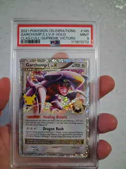 PSA MINT 9 - 2021 POKEMON CELEBRATIONS SUPREME VICTORS 145 GARCHOMP C LV X HOLO - Image 1