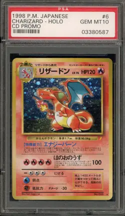 Pokemon Charizard CD Japanese Holo Rare Promo #006 Scratched Case PSA 10 - Image 1