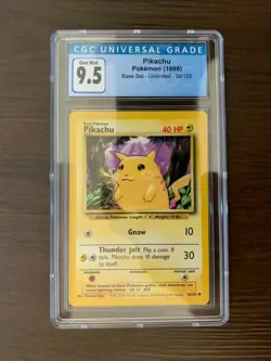 1999 POKEMON Game PIKACHU 58 CGC 9.5 =PS 10 =BGS GEM MINT Base Set Yellow Cheeks - Image 1