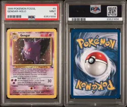 PSA 9 MINT Pokemon Gengar Holo Rare Fossil Unlimited #5/62 - Image 1