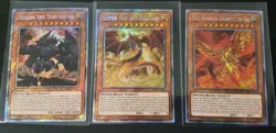 Egyptian God Cards Set Obelisk Slifer Winged Ra NM YuGiOh RA03 Platinum Secret - Image 1