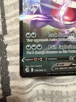 Gengar V 156/264 Full Art Holo Rare 2021 Pokemon Fusion Strike Card NM - Image 2