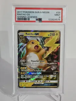 Pokemon TCG Raichu GX Shining Legends Sun & Moon Ultra Rare Card 29/73 PSA 9 - Image 1