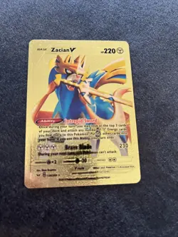 Pokemon Zacian V HP220 Gold Foil Fan Art Card 138/202 PACK FRESH FREE SHIPPING - Image 1