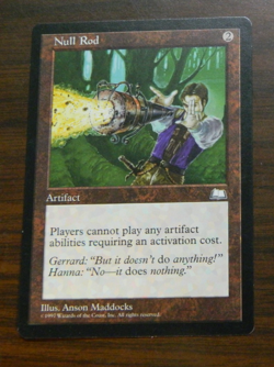 MTG Pre-Modern Weatherlight Artifact Null Rod Lightly Played Condition Dented - Image 1