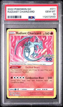 2022 pokemon go radiant charizard psa 10 - Image 1