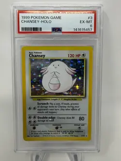 1999 POKEMON BASE SET UNLIMITED #3 CHANSEY-HOLO PSA 6 NEW CERT - Image 1