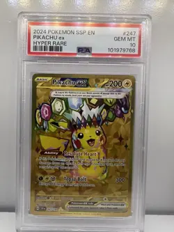 Pokemon Pikachu ex Surging Sparks Hyper Rare #247 PSA 10 Gem Mint - Image 1