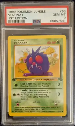 PSA 10 - 1999 Pokemon Jungle 1st Edition Venonat #63/64 - GEM MINT! - Image 1