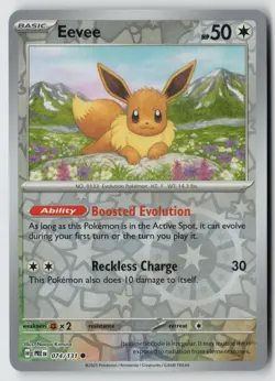 Eevee 074/131 Common Prismatic Evolutions Pokemon Reverse Holo Near Mint - Image 1