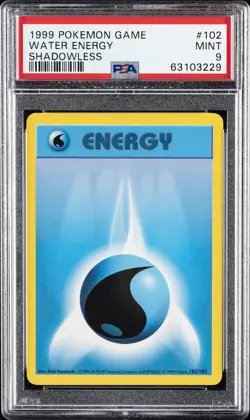 1999 POKEMON BASE SET SHADOWLESS #102 WATER ENERGY PSA 9 - Image 1