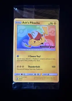 🔥Pokemon Ash’s Pikachu SM108 Black Star Promo SEALED Ultra Sun Moon GameStop NM - Image 1