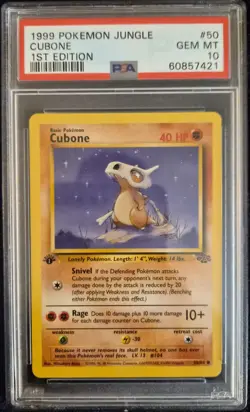 PSA 10 - 1999 Pokemon Jungle 1st Edition Cubone #50/64 - GEM MINT! - Image 1
