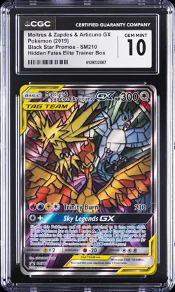 2019 POKEMON BLACK STAR PROMOS MOLTRES & ZAPDOS & ARTICUNO GX CGC 10 GEM MINT - Image 1