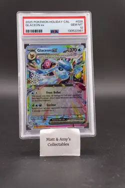 Glaceon ex - Holiday Calendar 026/131 Sv: Prismatic Evolutions PSA 10 Pokemon - Image 1