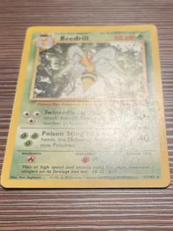 Pokemon TCG Beedrill Base Set Unlimited Rare Card #17/102 Vintage LP - Image 5