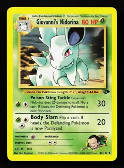 Giovanni's Nidorina 44/132 Unlimited Uncommon Gym Challenge Pokemon Card - Image 1