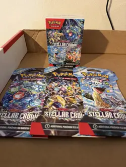 Pokemon Scarlet & Violet Stellar Crown Booster Bundle Box & 3 Sleeved Packs - Image 1