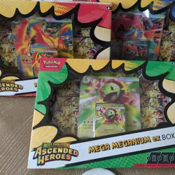 3 Pokemon TCG Ascended Heroes Mega ex Box Bundle Feraligatr Emboar Meganium New - Image 1