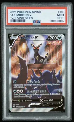 2021 POKEMON SWORD & SHIELD EVOLVING SKIES #189 FULL ART/UMBREON V PSA 9 - Image 1