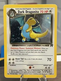 Pokemon Dark Dragonite 5/82 Team Rocket Unlimited Holo Rare LP (Raised Surface) - Image 1