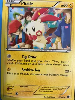 6 plusle Minun Pokemon cards Cute ➕➖🧲⚡⚡ TCG mixed LOT - Image 2