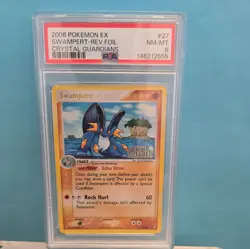 2006 POKEMON EX CRYSTAL GUARDIANS #27 SWAMPERT-REVERSE FOIL PSA 8 - Image 1