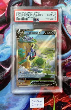 2022 Pokemon Sword & Shield FA Hisuian Sneasler V Astral Radiance #175 PSA 10 - Image 1