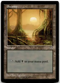 MTG Swamp (Mossy Roots) L Mirage MP - Image 1