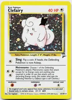 Clefairy 6/130 Holo Rare Base Set 2 Pokemon Lightly Played - Image 1