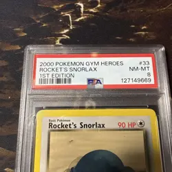 2000 POKEMON GYM HEROES 1ST EDITION #33 ROCKET'S SNORLAX PSA 8 - Image 2